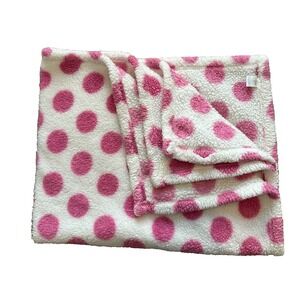 Baby Gear Pink Polka Dot baby blanket Soft Fleece White 30x36